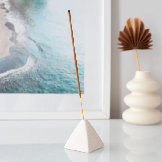 Cream Pyramid Incense Stick Holder