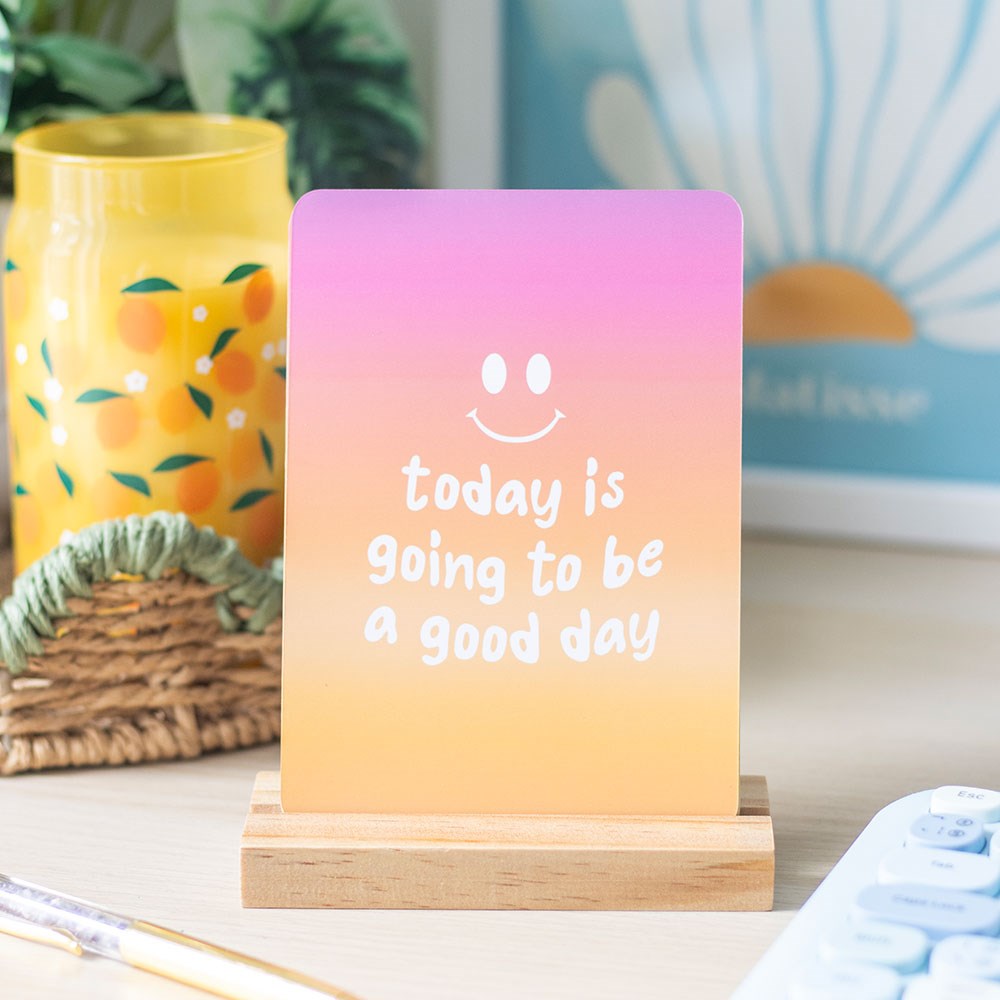 Mindful Moments Affirmation Cards with Wooden Stand - Crystal Nest