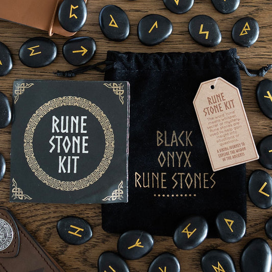 Black Onyx Viking Rune Stone Set - Crystal Nest