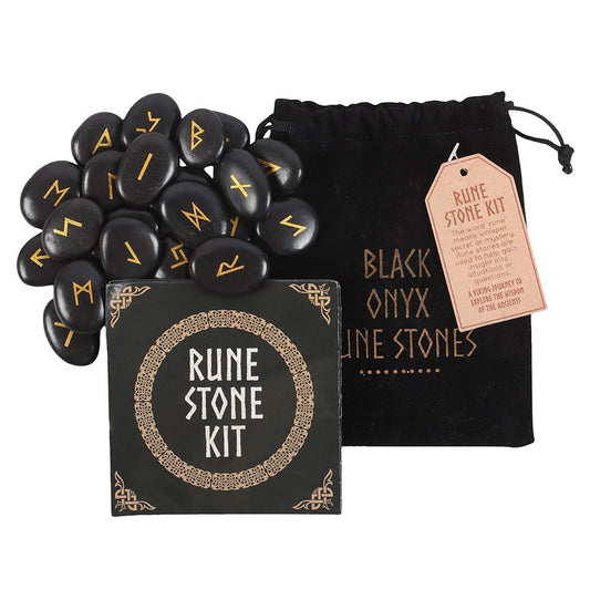 Black Onyx Viking Rune Stone Set - Crystal Nest