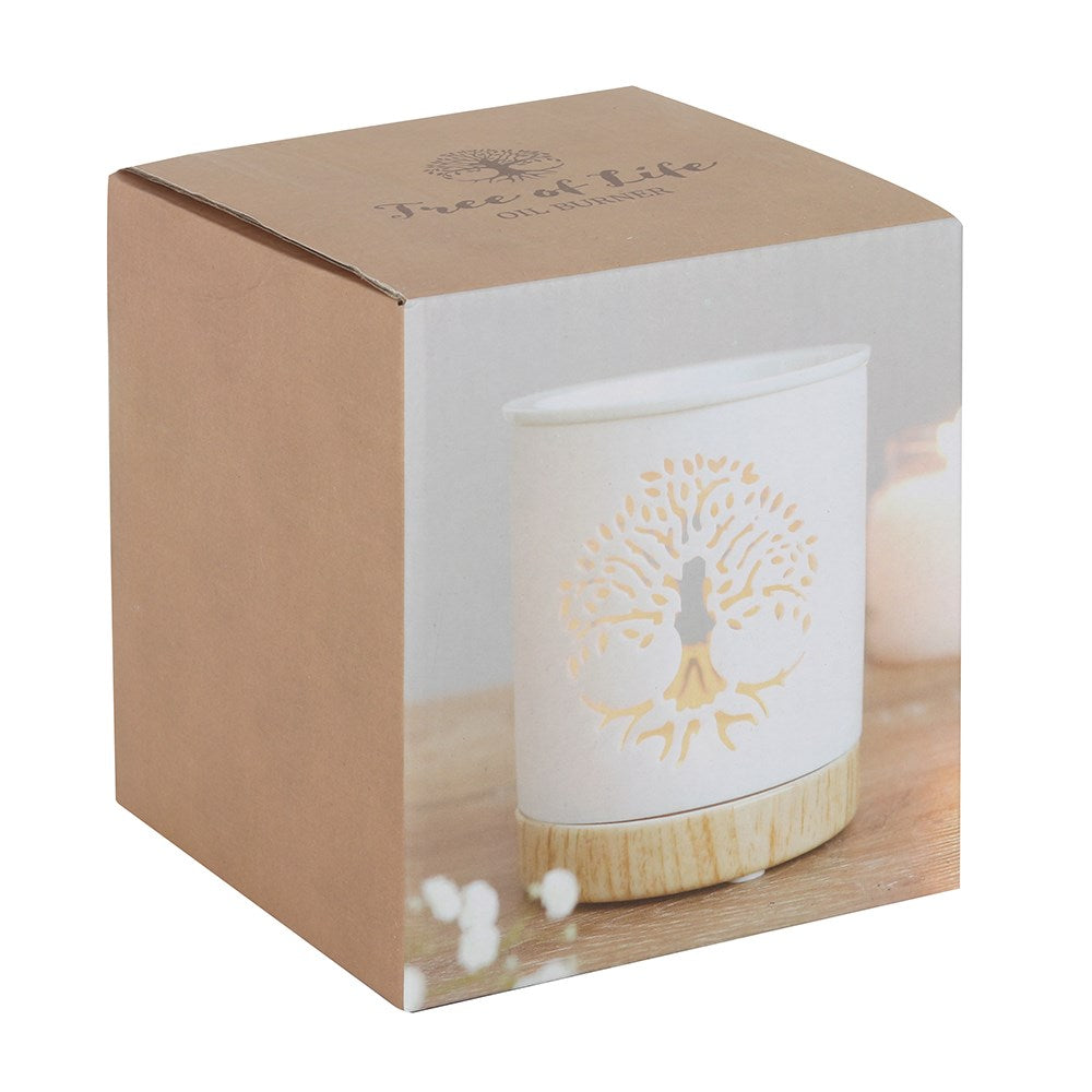 Tree of Life White Ceramic Oil & Wax Burner - Crystal Nest