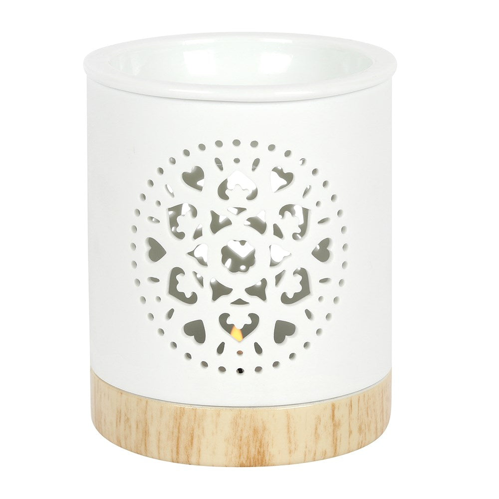 Mandala White Ceramic Oil & Wax Burner - Crystal Nest