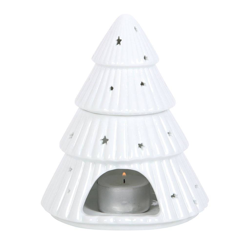 White Christmas Tree Oil Burner - Crystal Nest