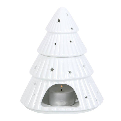 White Christmas Tree Oil Burner - Crystal Nest