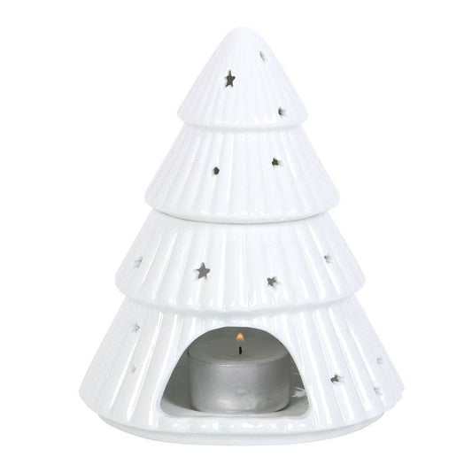 White Christmas Tree Oil Burner - Crystal Nest