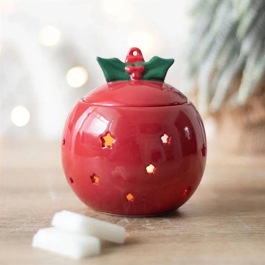 Red Christmas Bauble Oil Burner - Crystal Nest