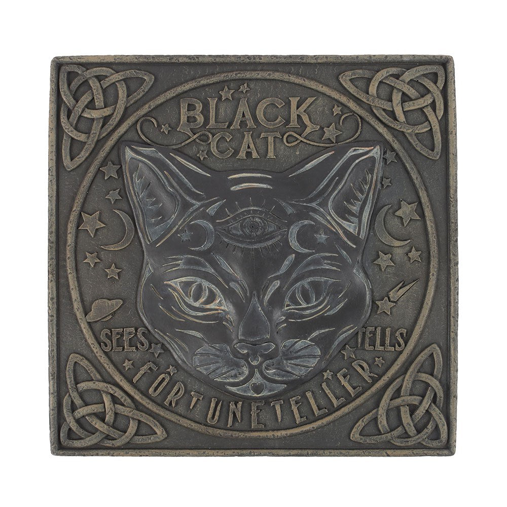 Black Cat Fortune Teller Sign | Mystical Resin Stepping Stone - Crystal Nest