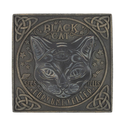 Black Cat Fortune Teller Sign | Mystical Resin Stepping Stone - Crystal Nest