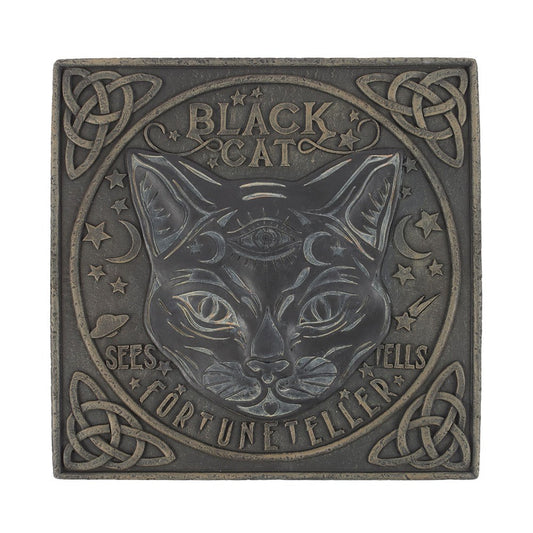 Black Cat Fortune Teller Sign | Mystical Resin Stepping Stone - Crystal Nest