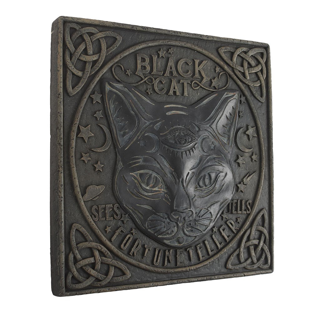 Black Cat Fortune Teller Sign | Mystical Resin Stepping Stone - Crystal Nest