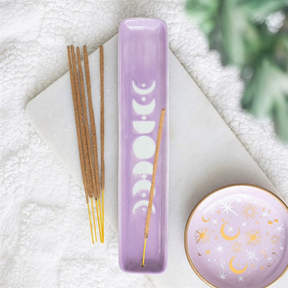 Purple Moon Phase Ceramic Incense Ash Catcher
