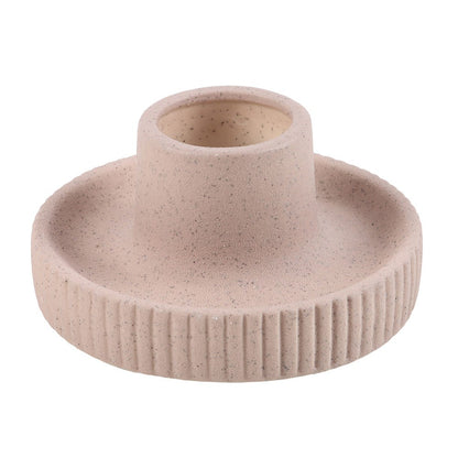 Beige Ribbed Ceramic Smudge Bowl - Crystal Nest