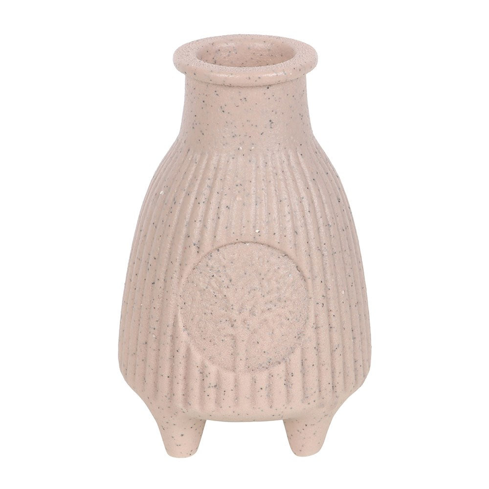 Beige Ribbed Ceramic Palo Santo & Smudge Stick Burner - Crystal Nest