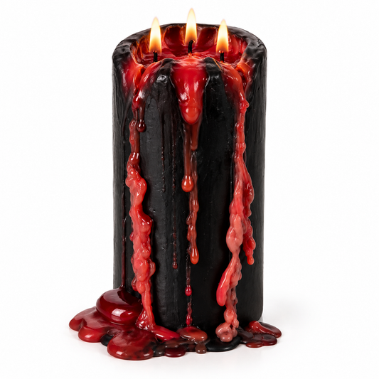 Vampire Tears Bleeding Pillar Candle | Large 3-Wick - Crystal Nest