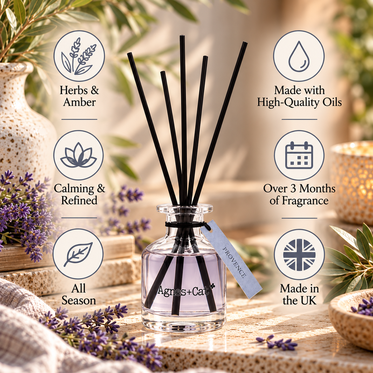 Provence Reed Diffuser 140ml | Agnes & Cat - Crystal Nest