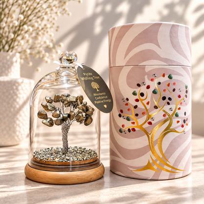 Pyrite Crystal Tree Under Glass Dome | Wealth & Protection - Crystal Nest