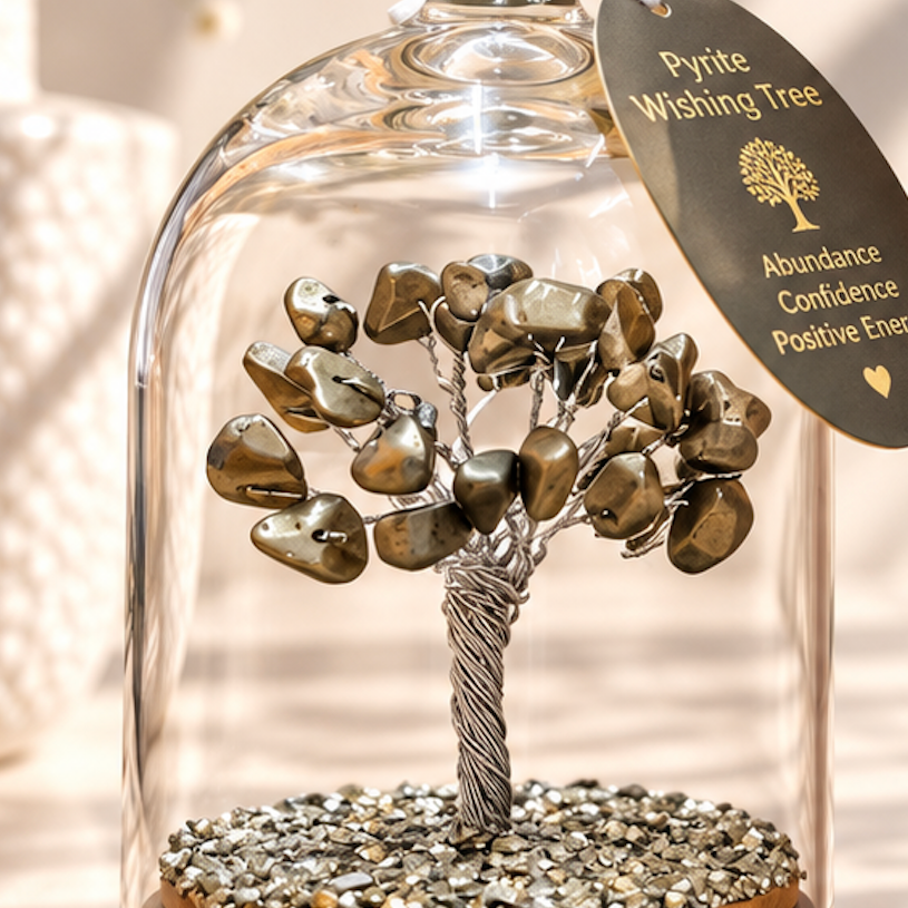 Pyrite Crystal Tree Under Glass Dome | Wealth & Protection - Crystal Nest