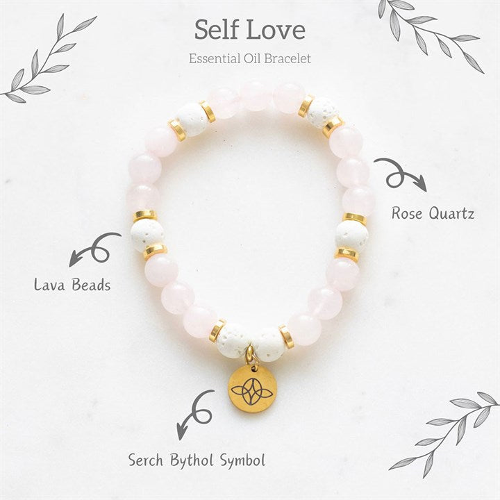 Self Love Rose Quartz Crystal Essential Oil Bracelet