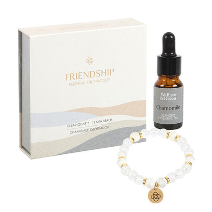 Friendship Clear Quartz Crystal Essential Oil Bracelet