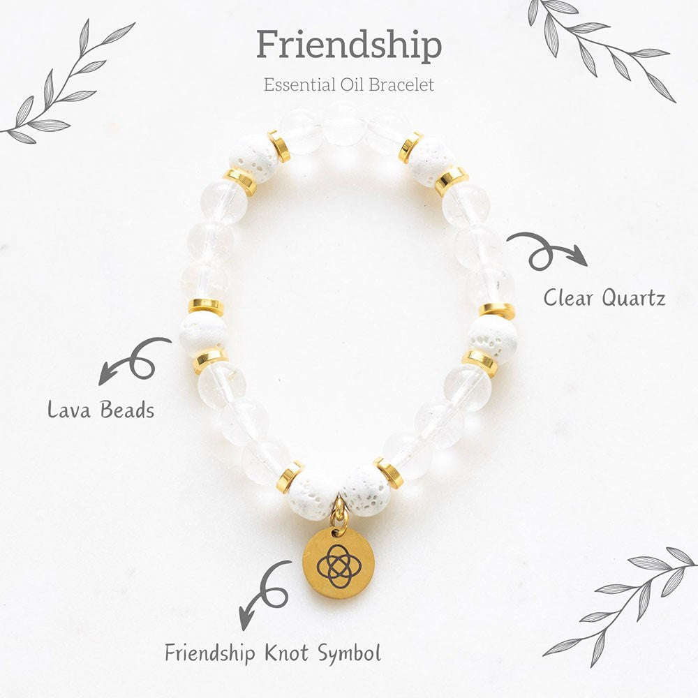 Friendship Clear Quartz Crystal Essential Oil Bracelet