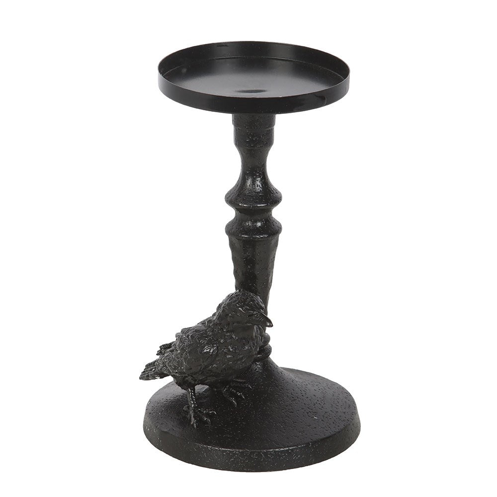 Mystic Raven Black Pillar Candle Holder - Crystal Nest
