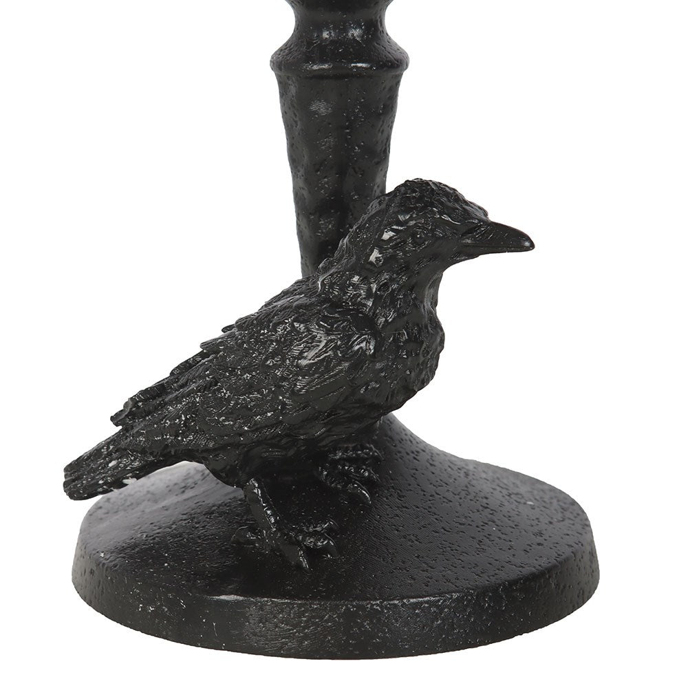 Mystic Raven Black Pillar Candle Holder - Crystal Nest