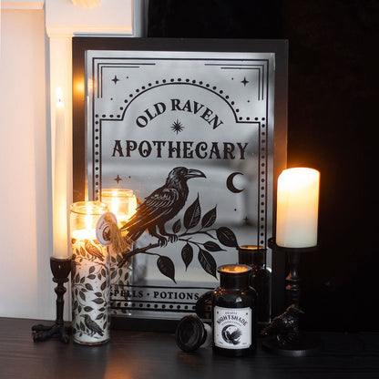 Mystic Raven Black Pillar Candle Holder - Crystal Nest
