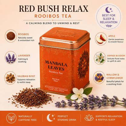Red Bush Relax Rooibos Tea | Caffeine-Free Sleep & Relaxation Blend (50g Tin)