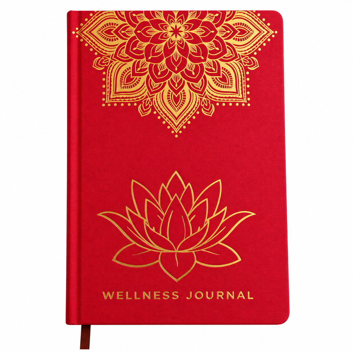 Guided Wellbeing Journal | Red Mandala Edition | Daily Self-Care & Holistic Habit Tracker - Crystal Nest