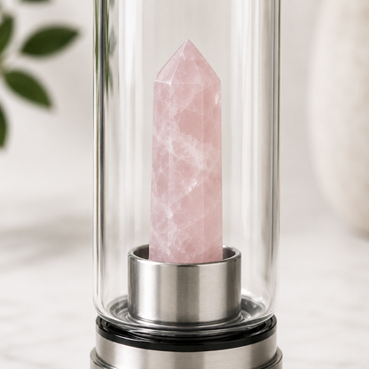 Rose Quartz Crystal Infused Water Bottle | 500ml