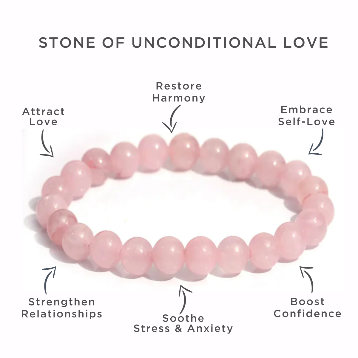 Rose Quartz Power Bead Healing Bracelet - Love & Reconciliation - Crystal Nest