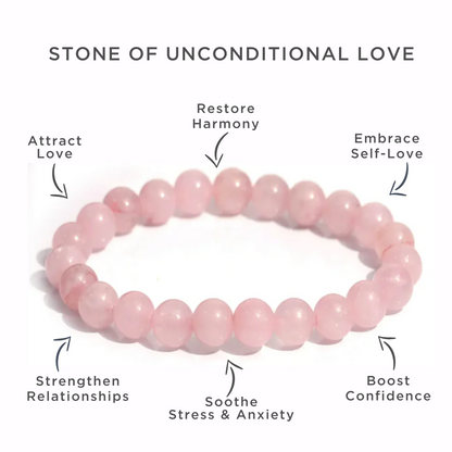 Rose Quartz Power Bead Healing Bracelet - Love & Reconciliation - Crystal Nest