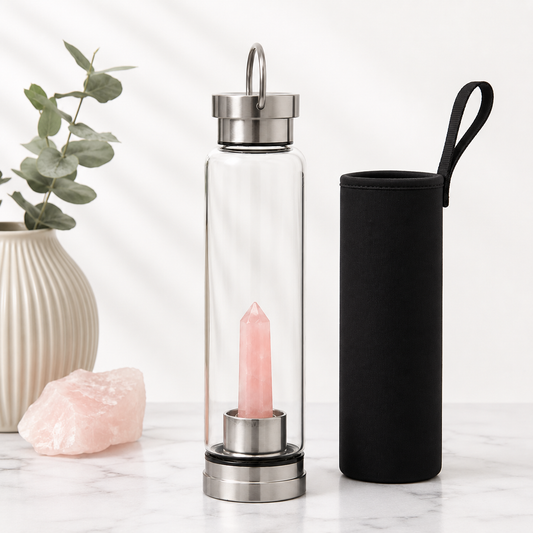 Rose Quartz Crystal Infused Water Bottle | 500ml