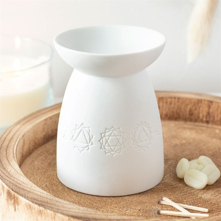 Seven Chakra White Ceramic Oil and Wax Melt Burner