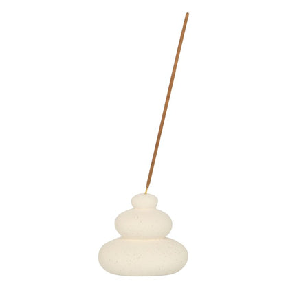 Cream Balancing Stones Incense Stick Holder