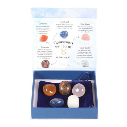 Taurus Zodiac Crystal Tumblestone Set