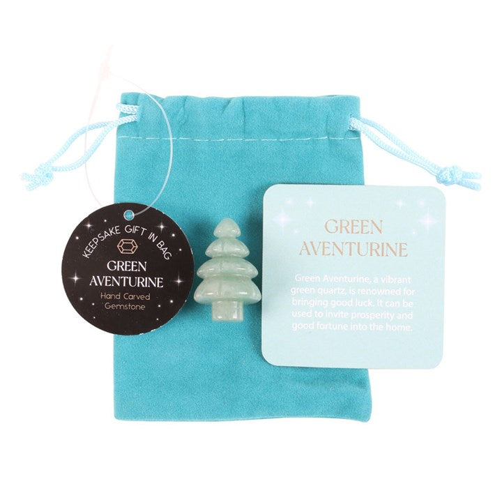 Mini Green Aventurine Christmas Tree in Gift Bag