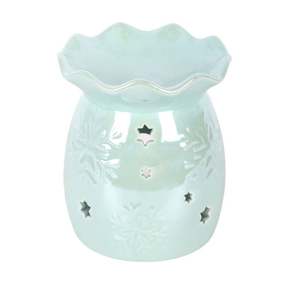 Iridescent Blue Snowflake Wax Melt Burner & Oil Warmer