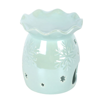 Iridescent Blue Snowflake Wax Melt Burner & Oil Warmer