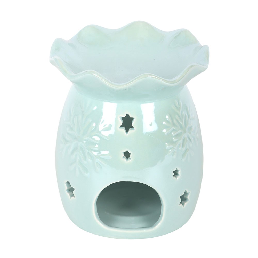 Iridescent Blue Snowflake Wax Melt Burner & Oil Warmer