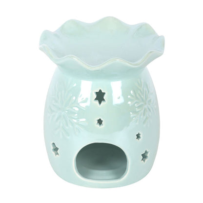 Iridescent Blue Snowflake Wax Melt Burner & Oil Warmer