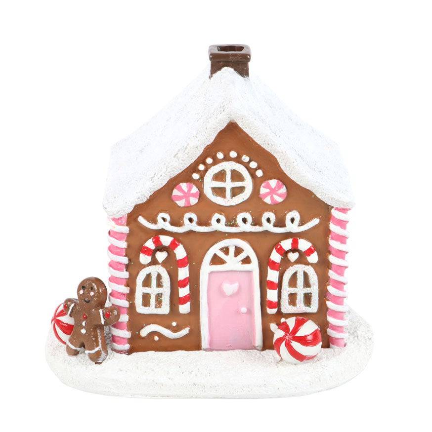 Pink Gingerbread House Incense Cone Burner - Crystal Nest