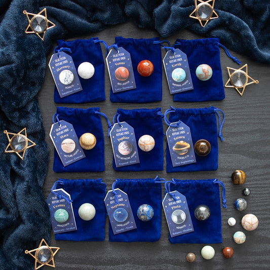 Solar System Gemstone Sphere Set | 9 Crystal Planet Gift Collection