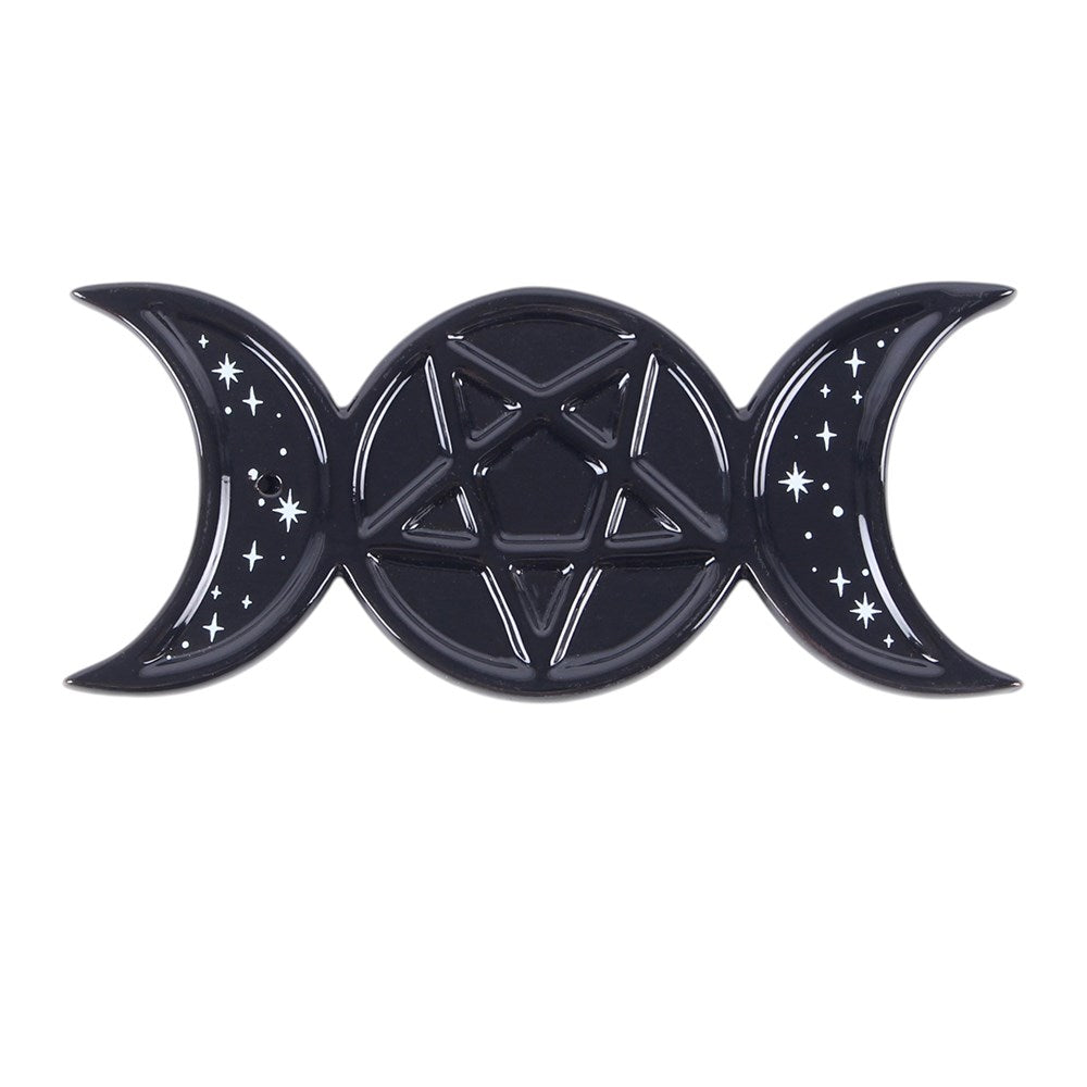 Black Triple Moon Pentagram Incense Holder