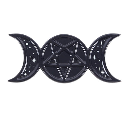 Black Triple Moon Pentagram Incense Holder