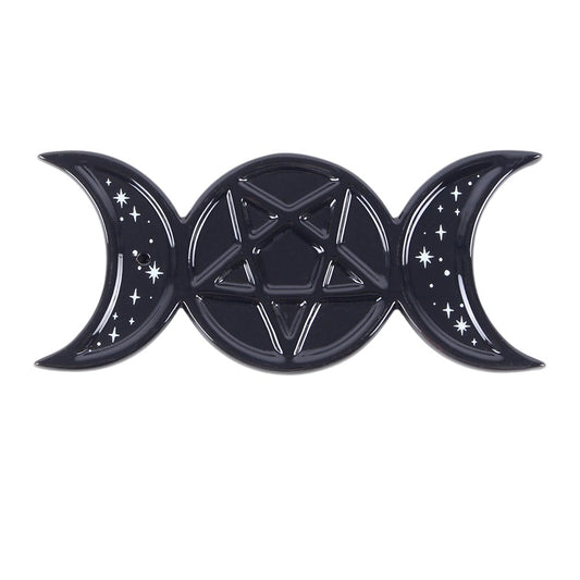 Black Triple Moon Pentagram Incense Holder