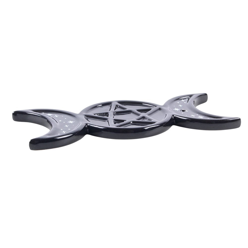 Black Triple Moon Pentagram Incense Holder