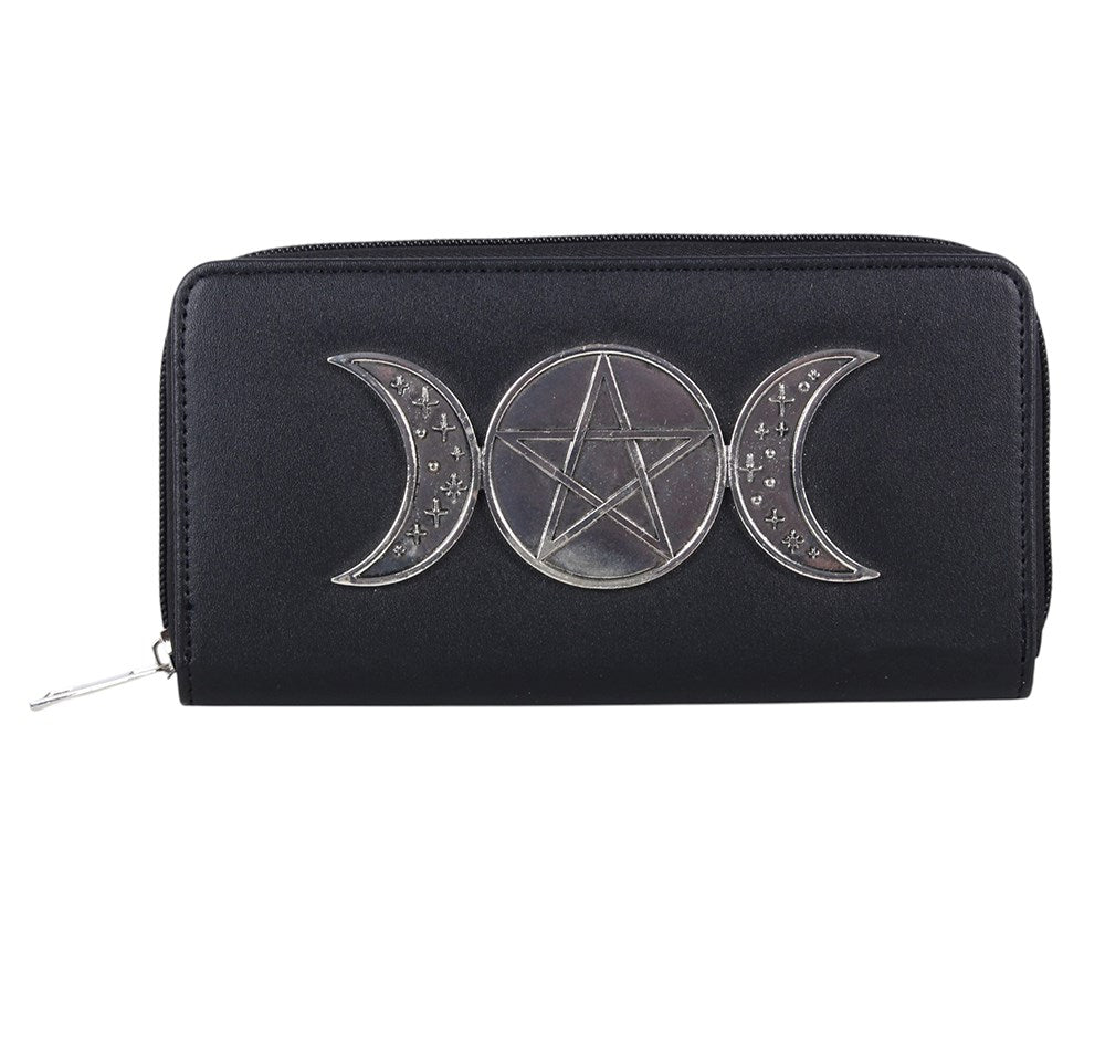 Black Triple Moon Pentagram Zip Purse