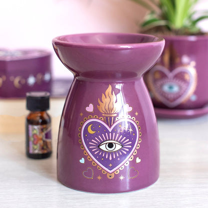 Purple Sacred Sight Heart Oil Burner & Wax Warmer