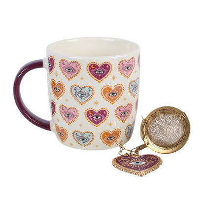 Sacred Sight Evil Eye Mug & Heart Tea Infuser Gift Set | 500ml